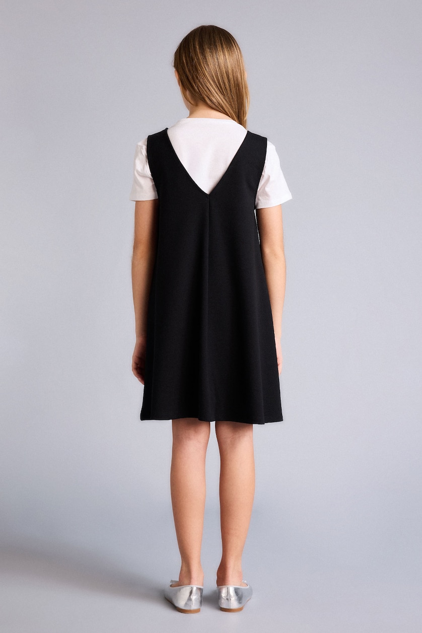 GIRLS & TEENS Black 2 piece A Cut Short Sleeve Knitted Dress