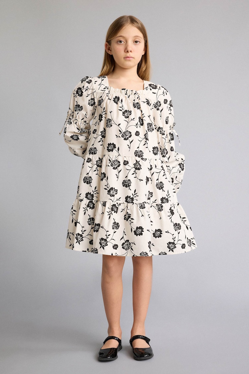 Young Girls - Teen Girls Ecru Girl Floral Cotton Dress