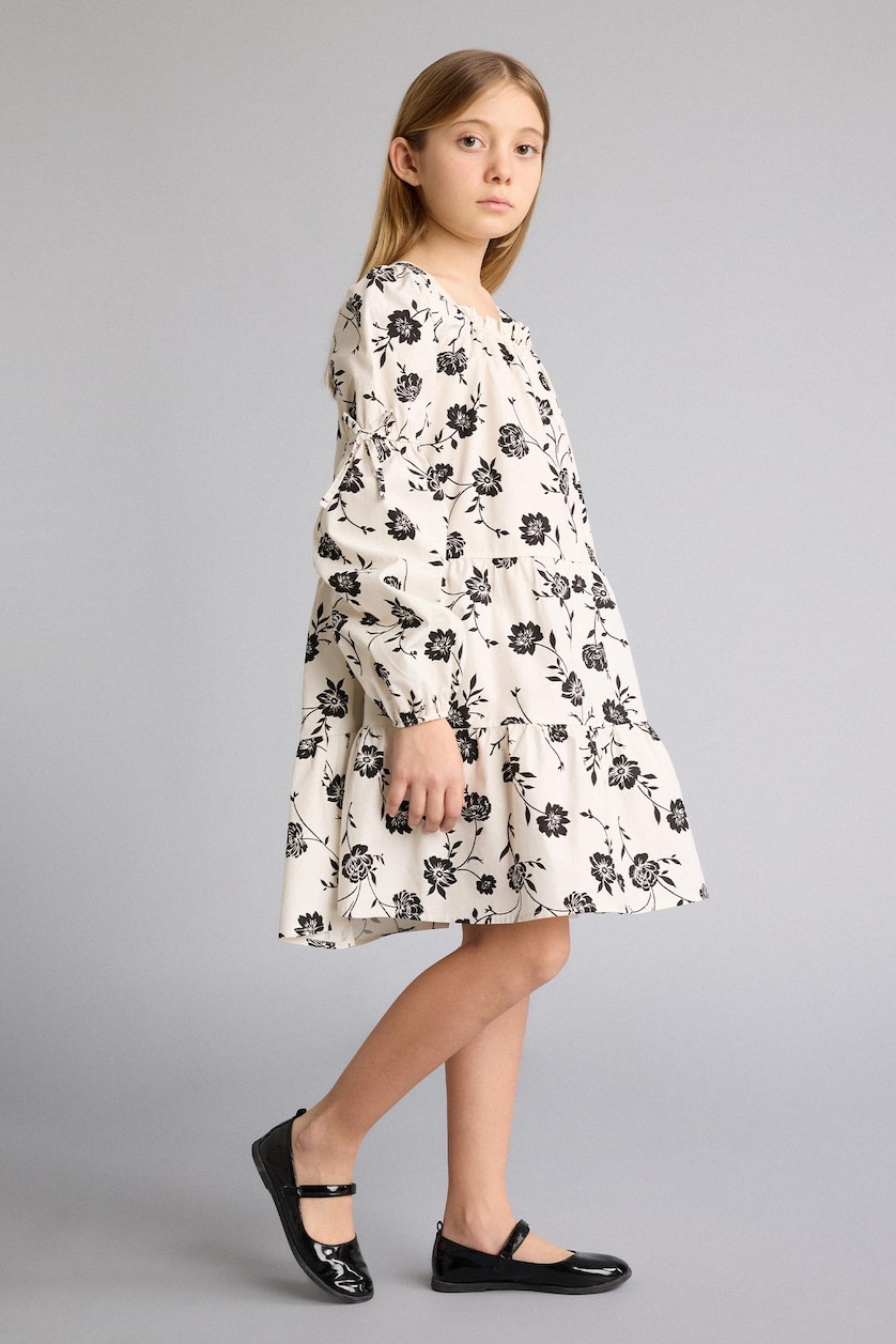 Young Girls - Teen Girls Ecru Girl Floral Cotton Dress