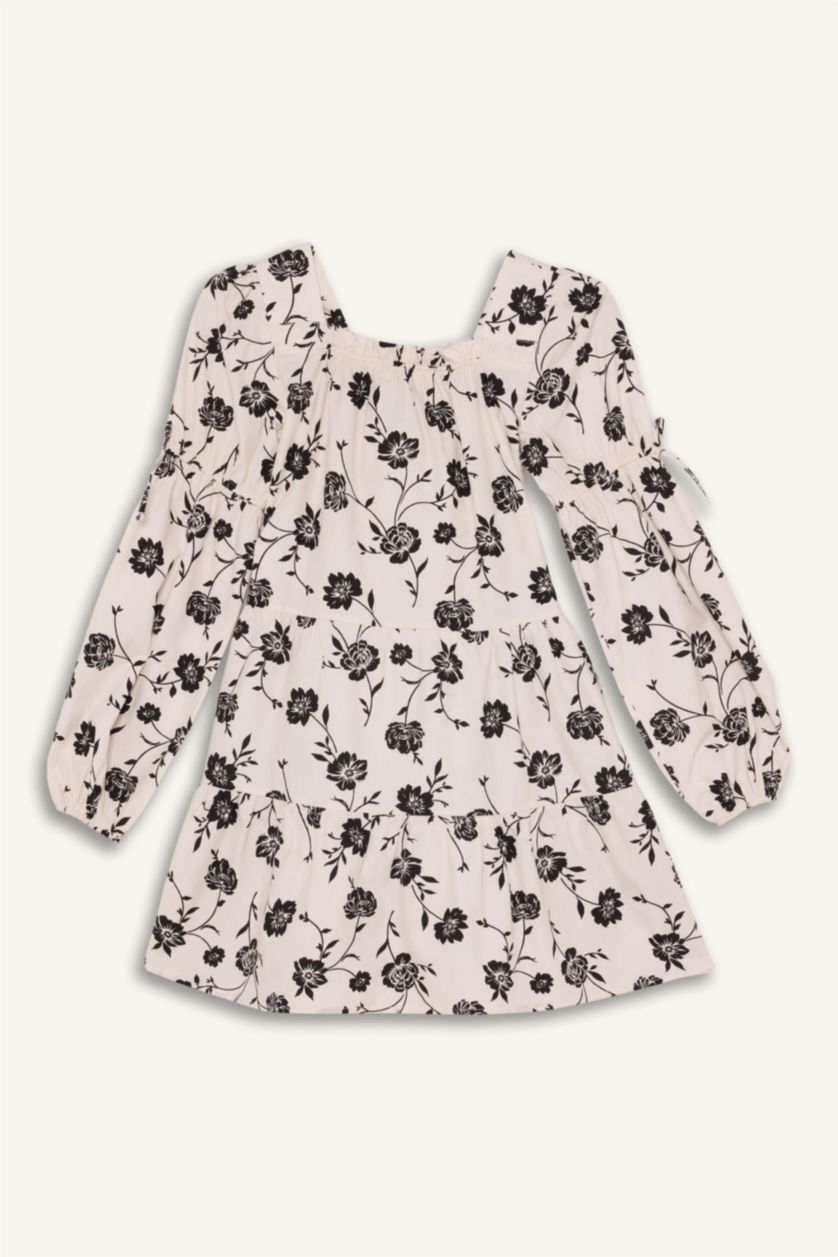 بنات بيج فاتح فستان بنات من قطن قصة A