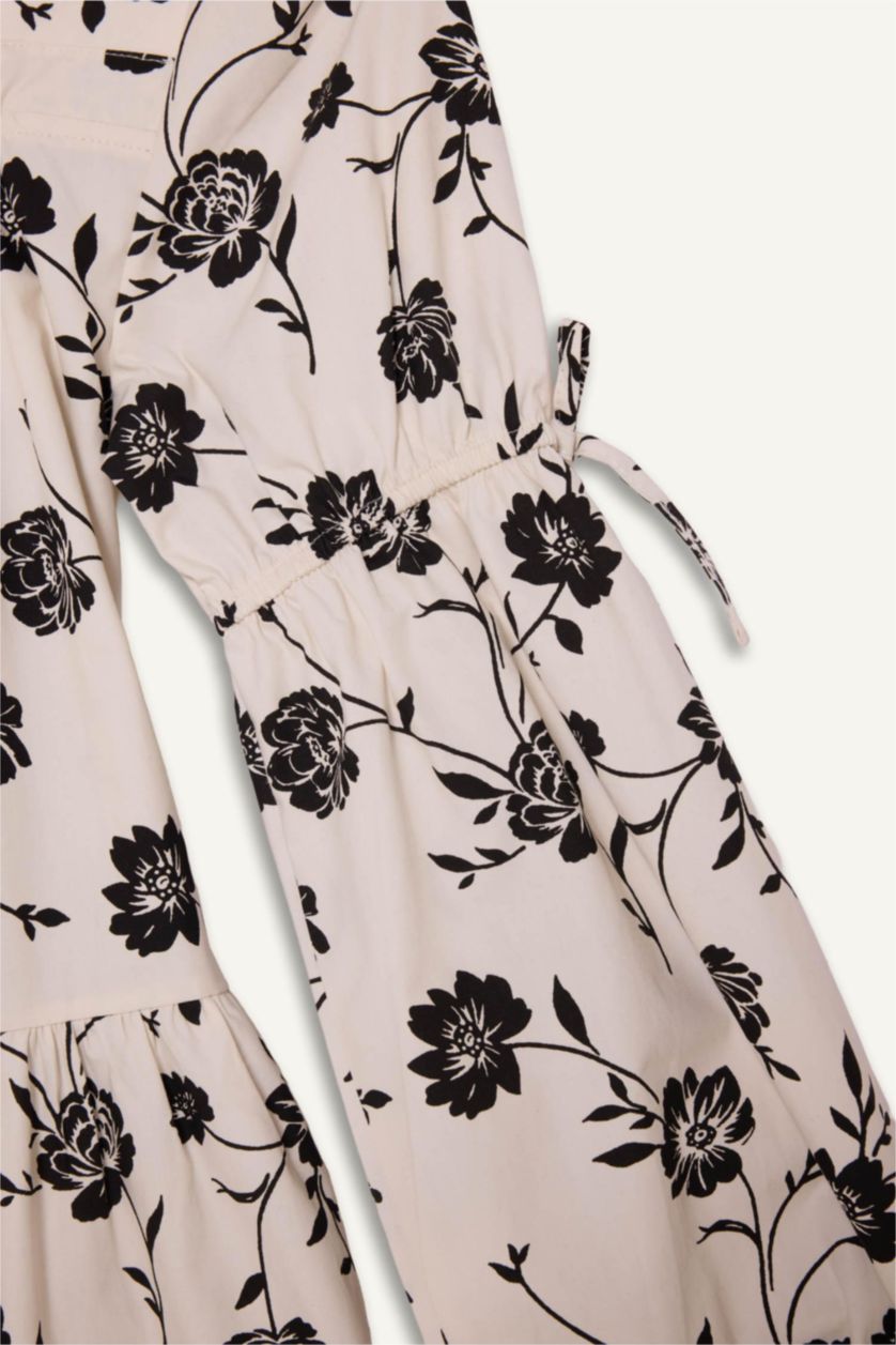 بنات بيج فاتح فستان بنات من قطن قصة A