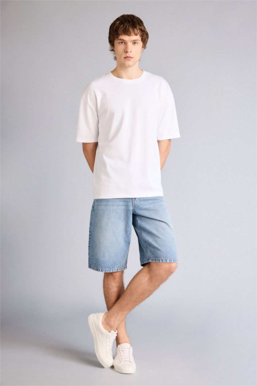 Ерлер Көк Baggy Fit джинс бермуд