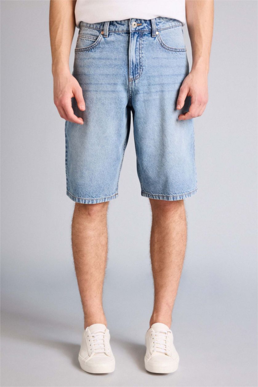Ерлер Көк Baggy Fit джинс бермуд