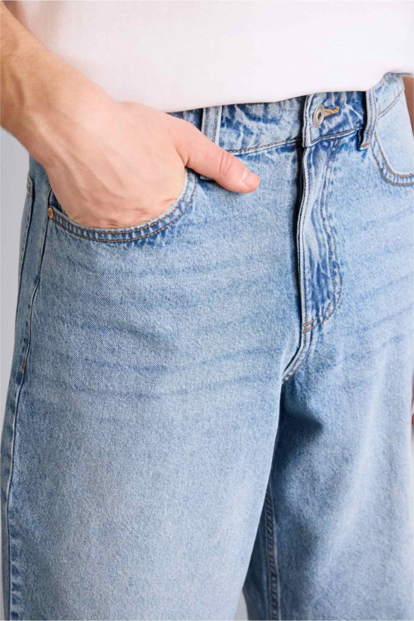 Ерлер Көк Baggy Fit джинс бермуд