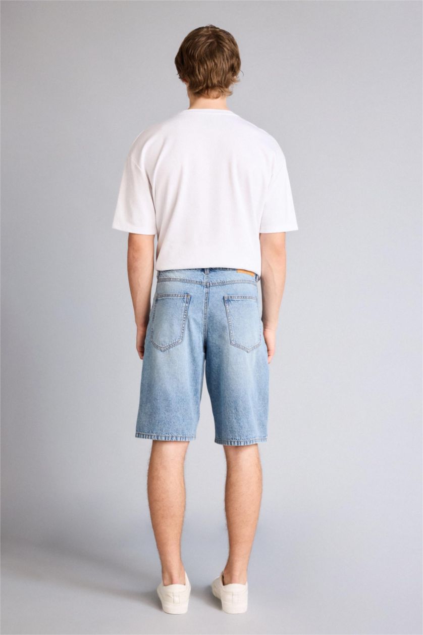 Ерлер Көк Baggy Fit джинс бермуд