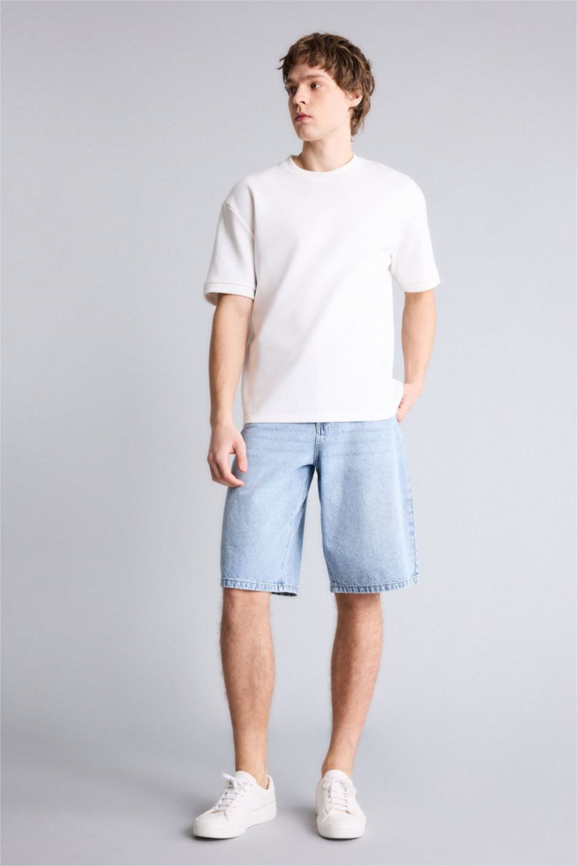 Ерлер Ашық Көк Baggy Fit джинс бермуд