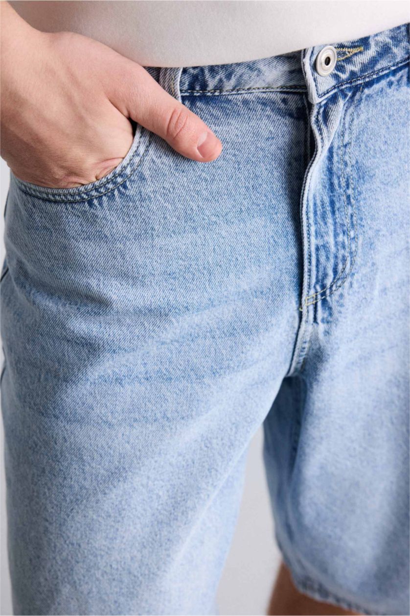 Ерлер Ашық Көк Baggy Fit джинс бермуд