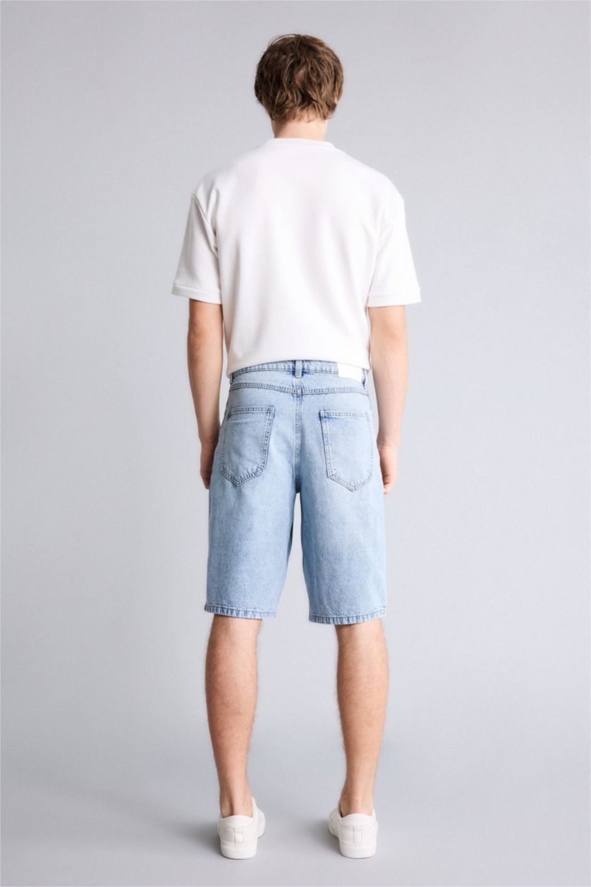 Ерлер Ашық Көк Baggy Fit джинс бермуд