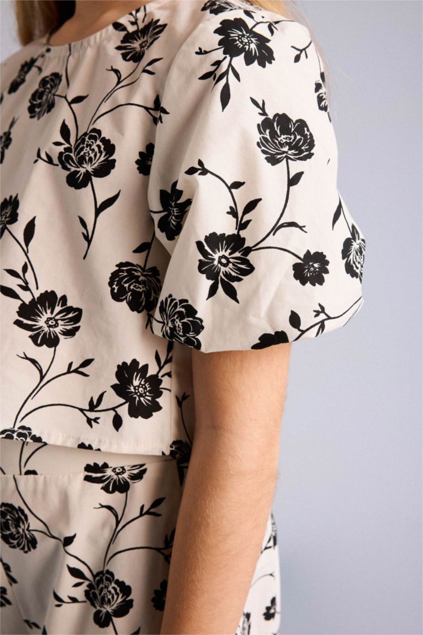 Kız Çocuk - Genç Kız Beyaz Desenli Dokuma 2'li Takım Kız Çocuk