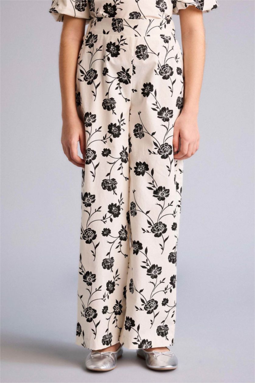 Kız Çocuk - Genç Kız Beyaz Desenli Dokuma 2'li Takım Kız Çocuk