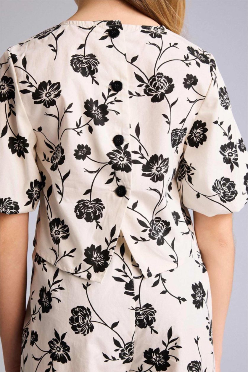 Kız Çocuk - Genç Kız Beyaz Desenli Dokuma 2'li Takım Kız Çocuk