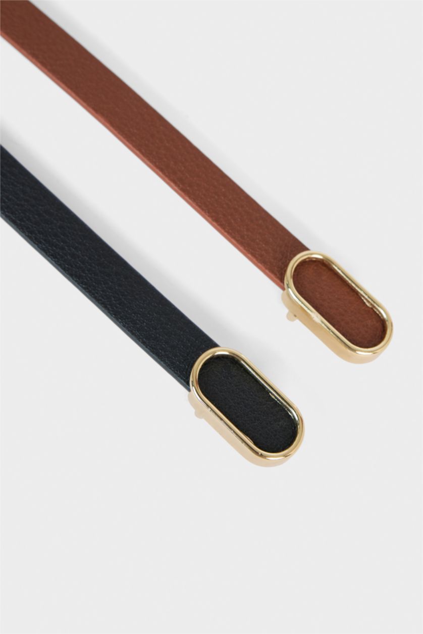 Kadın Karma Kadın Suni Deri 2'li Günlük Kemer