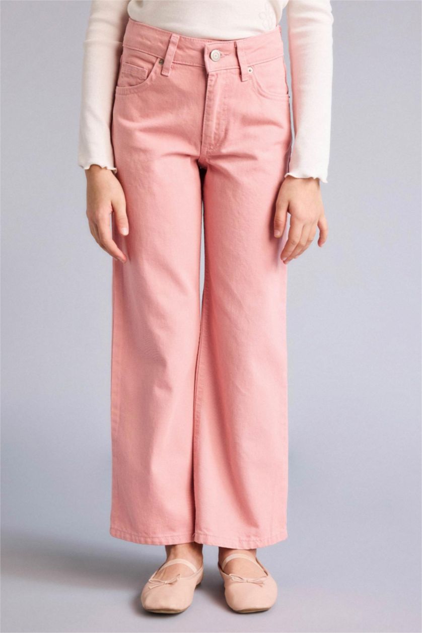 Kız Çocuk - Genç Kız Gülkurusu Wıde Leg Gabardin Pantolon Kız Çocuk