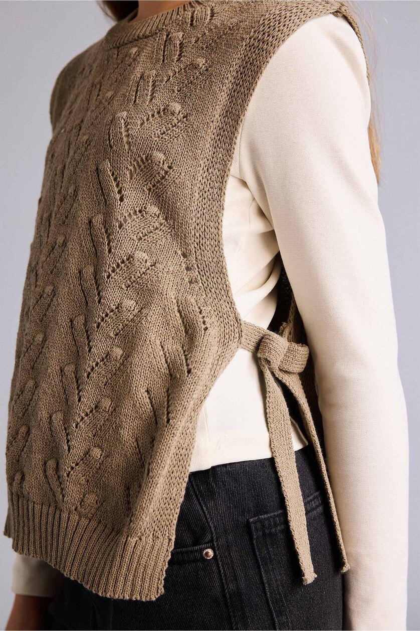 GIRLS & TEENS Light Khaki Girl Openwork Vest