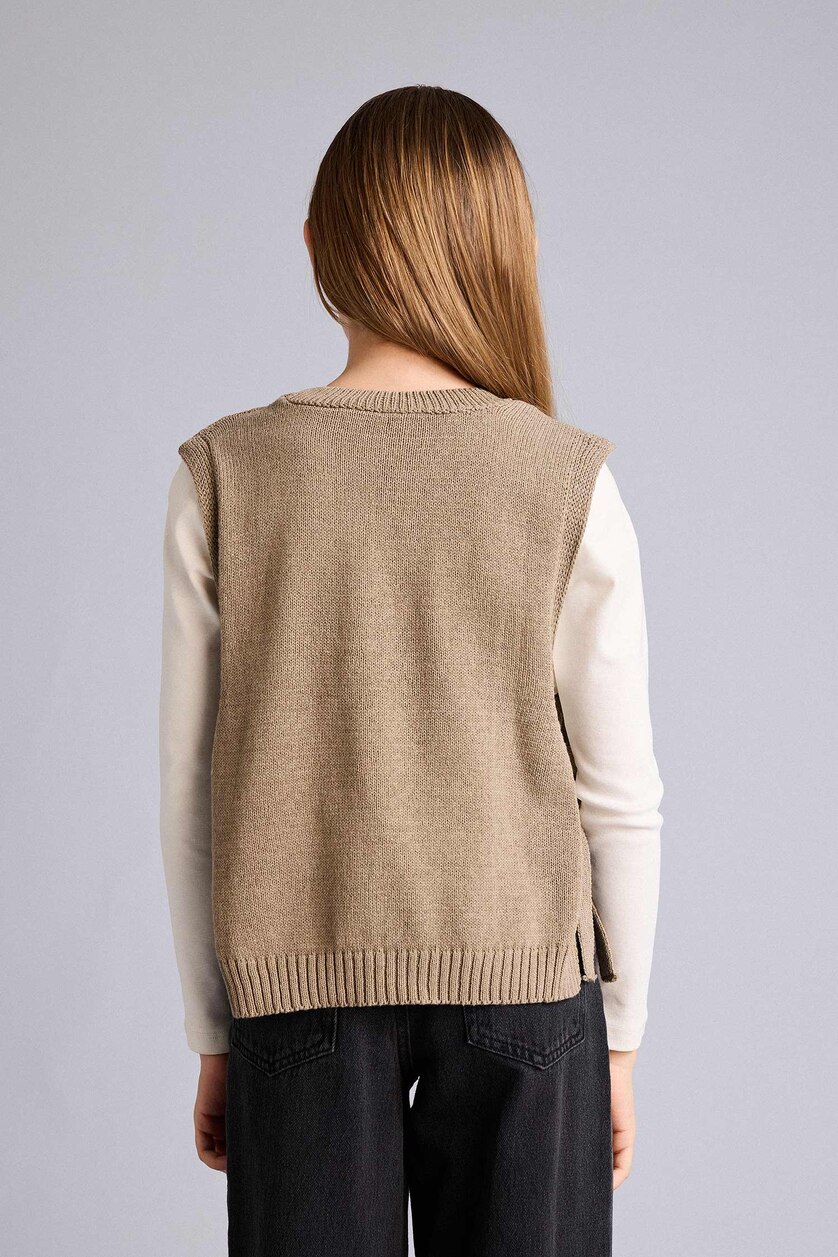GIRLS & TEENS Light Khaki Girl Openwork Vest