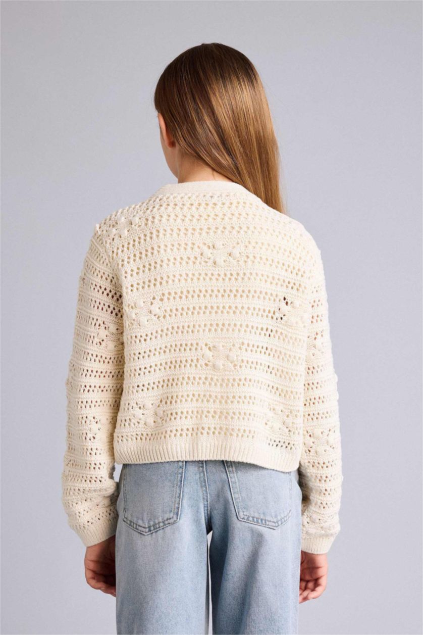 FILLES Écru Cardigan ajouré pour fille