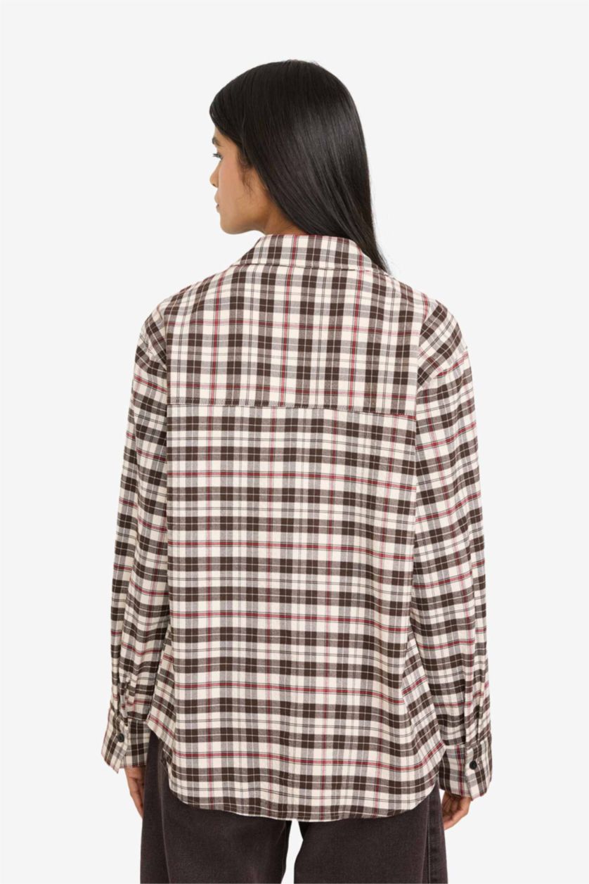 FEMME Marron Chemise oversize en flanelle à carreaux