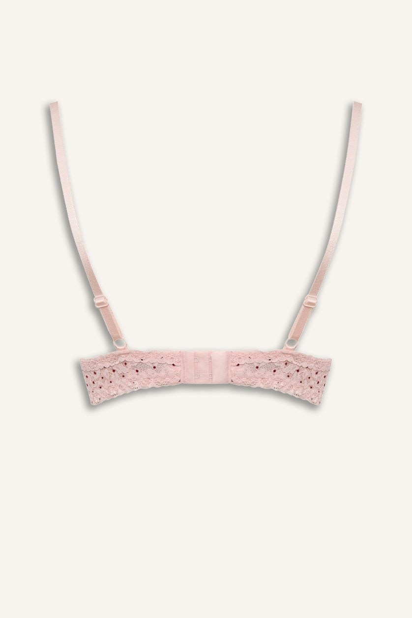 Woman Pink Fall in Love Full Lace Bra