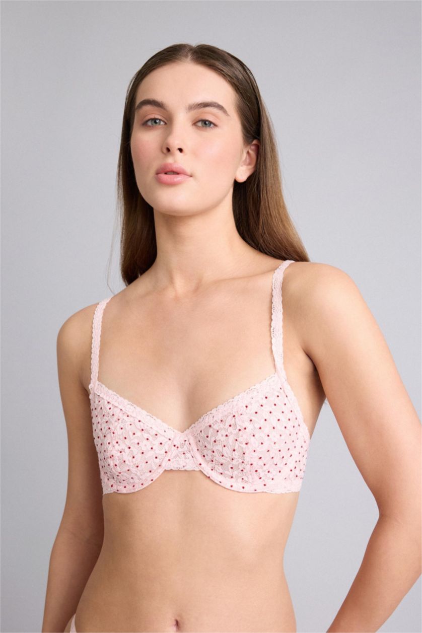 WOMAN Pink Lace Detailed Unpadded Underwired Bra