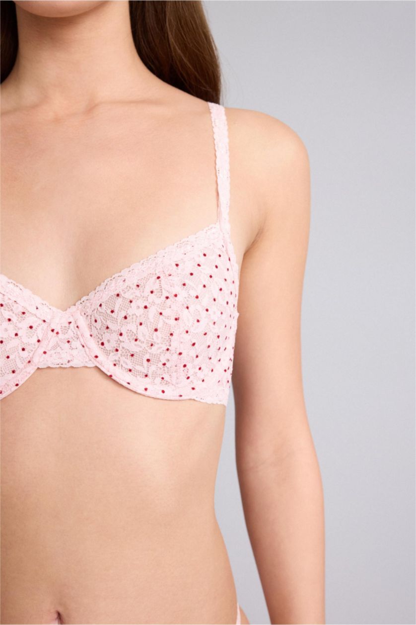 WOMAN Pink Lace Detailed Unpadded Underwired Bra