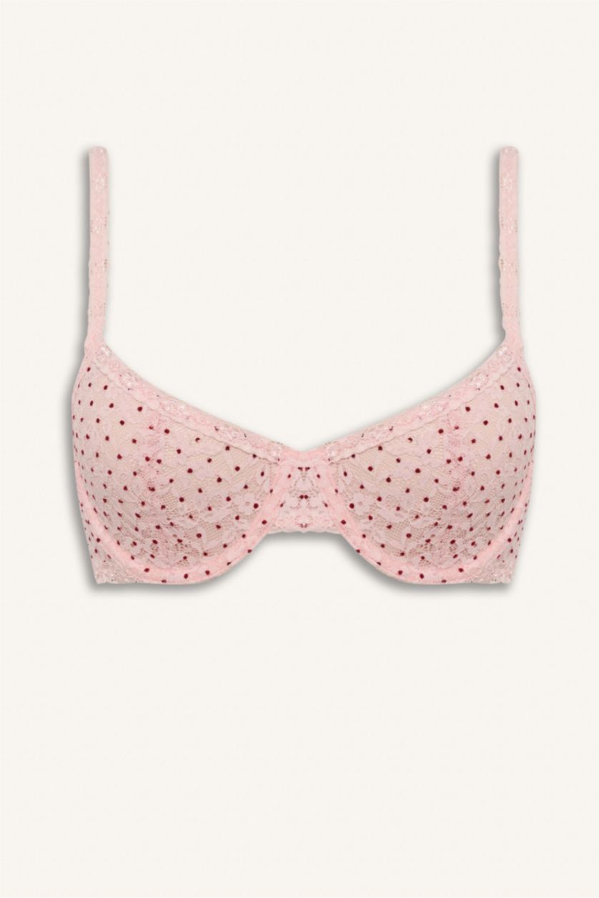 WOMAN Pink Lace Detailed Unpadded Underwired Bra