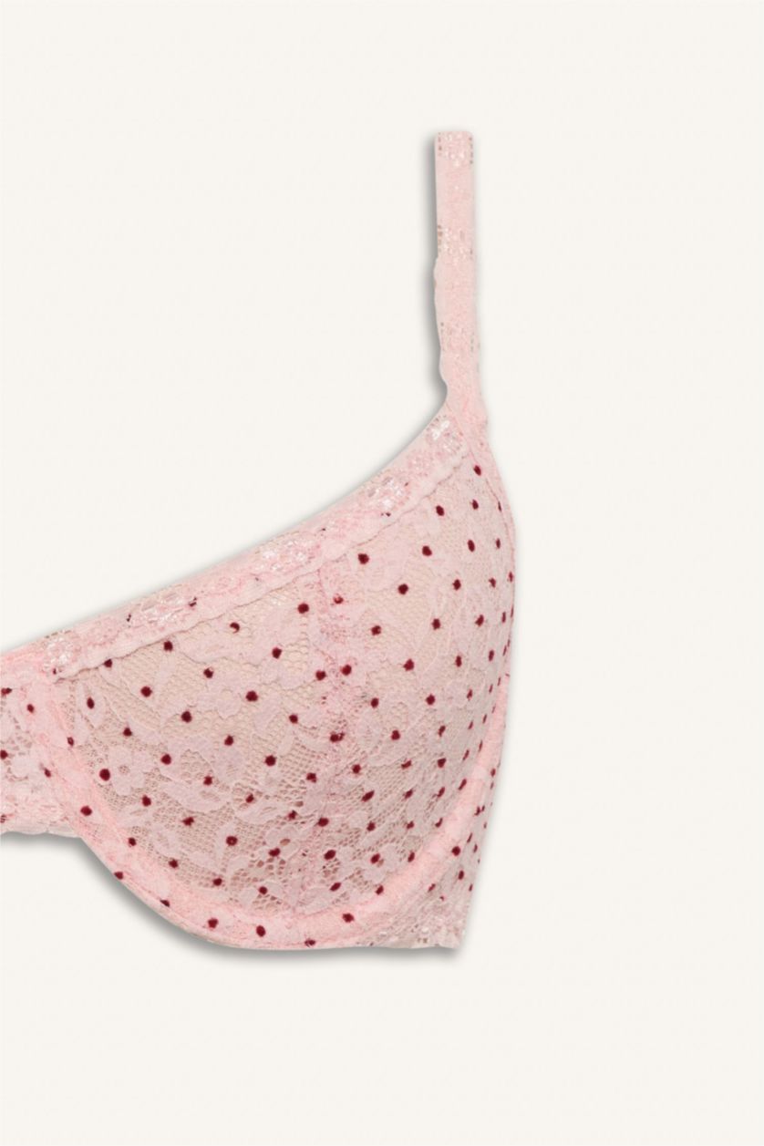 WOMAN Pink Lace Detailed Unpadded Underwired Bra
