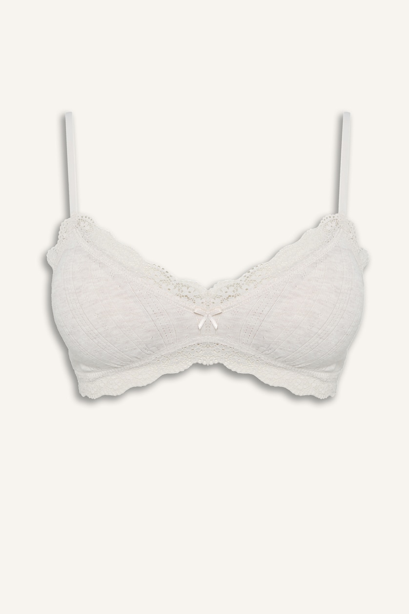 Women Light Brown Melange Fall in Love With Lace Bra