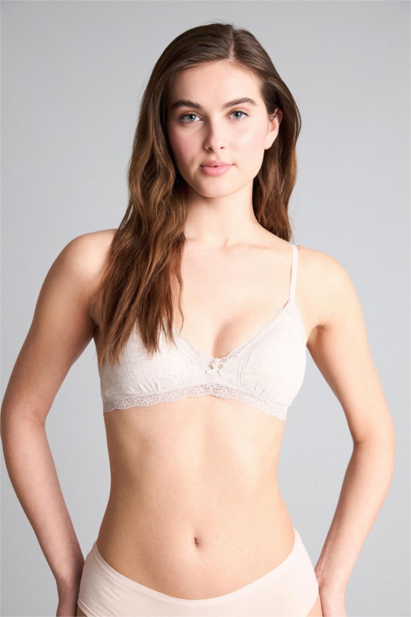 WOMAN Light Brown Melange حمالة صدر برا دانتيل ببطانة قابلة للإزالة