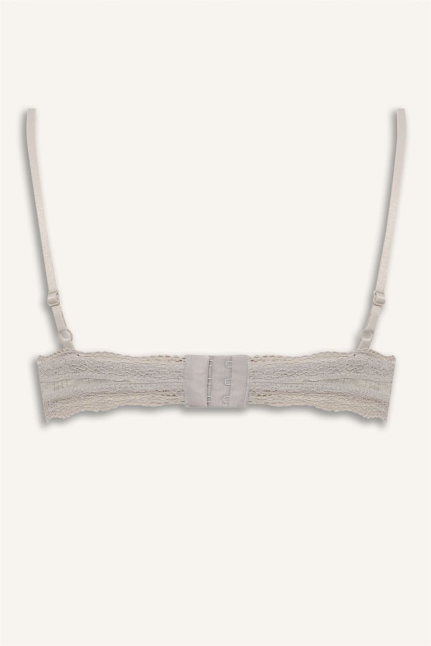 نساء ميلانج رمادي حمالة صدر برا مفصل بالدانتيل ببطانة قابلة للإزالة