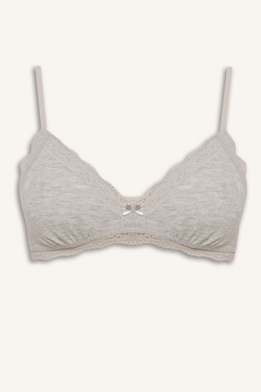 Женщины Серый меланж Fall in Love с кружевом Со съемными вкладышами Съемная подкладка без косточек Бралетт