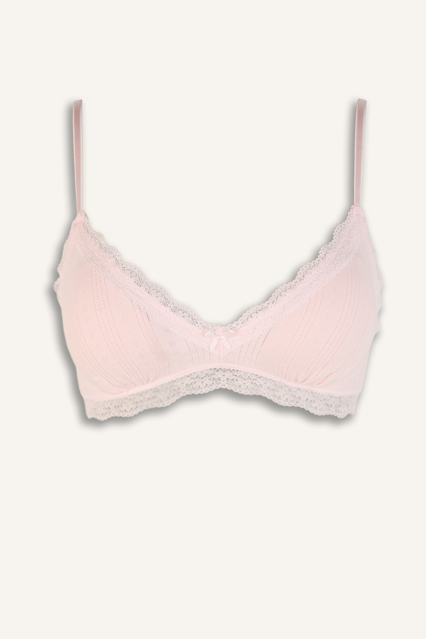 Women Light Pink Fall in Love With Lace Bra