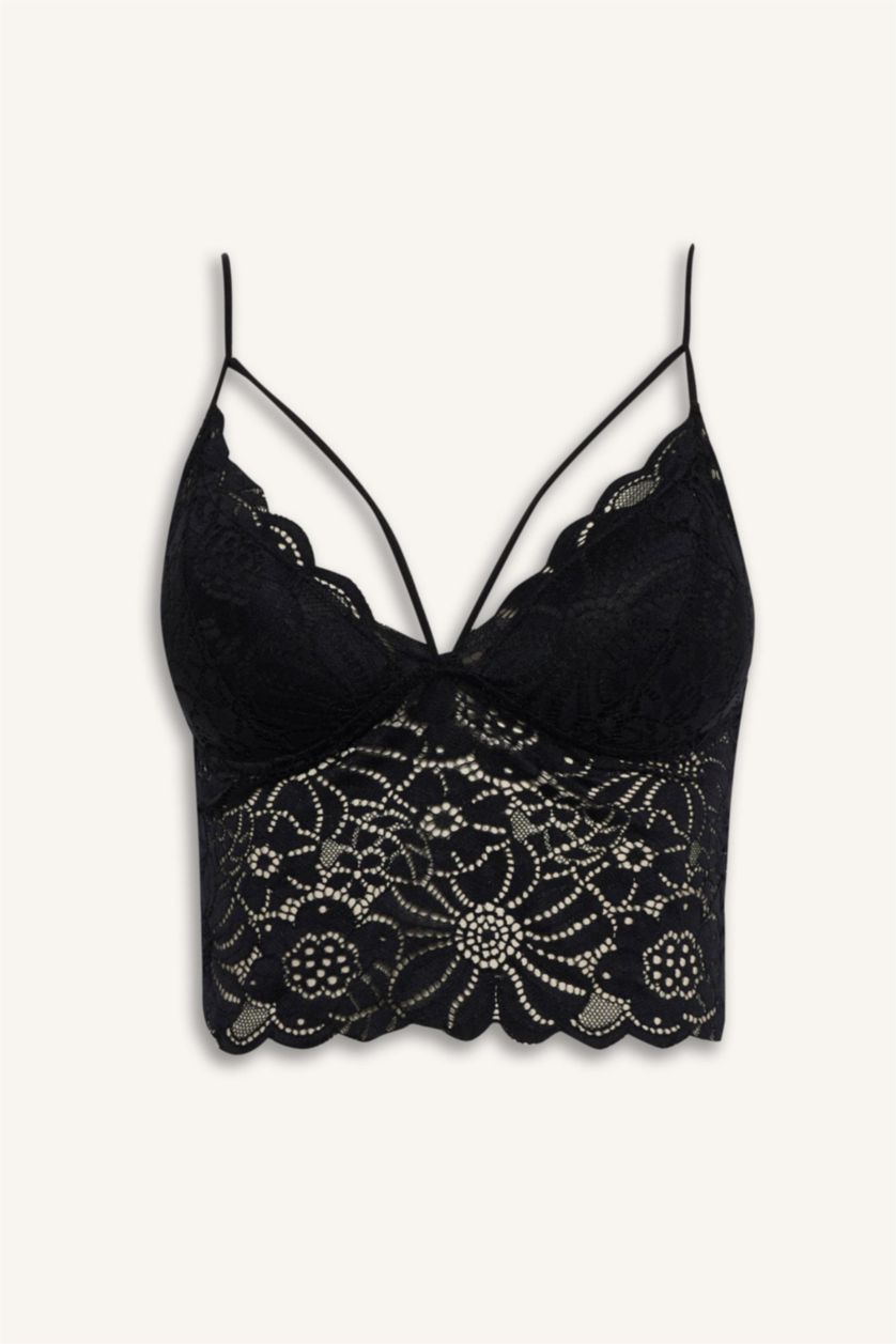 FEMME Noir Bralette en dentelle rembourée sans armatures