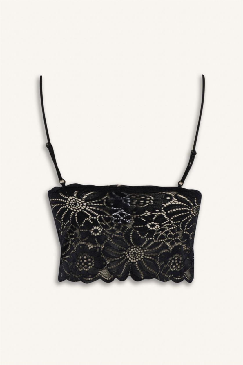 FEMME Noir Bralette en dentelle rembourée sans armatures