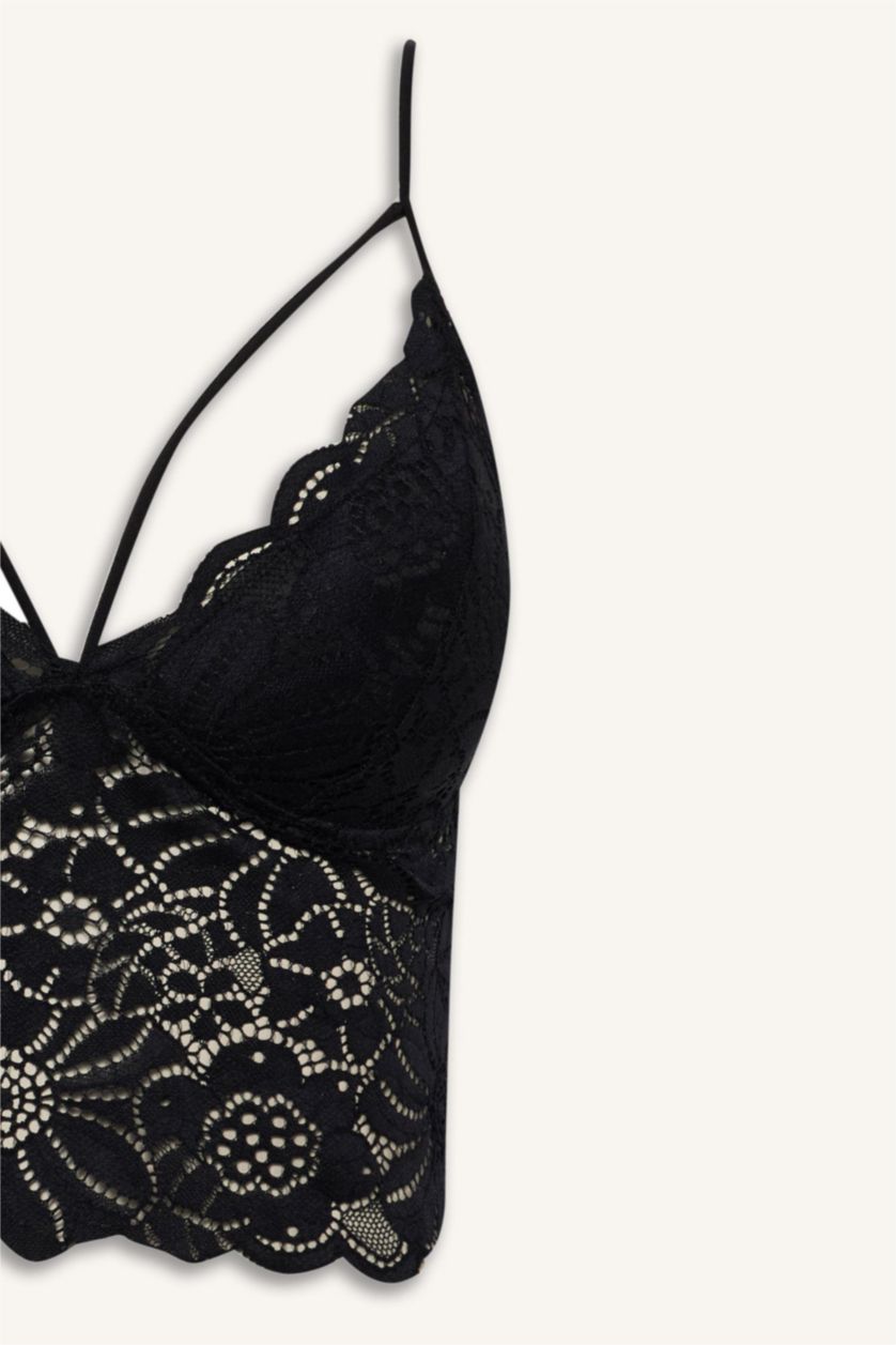 FEMME Noir Bralette en dentelle rembourée sans armatures