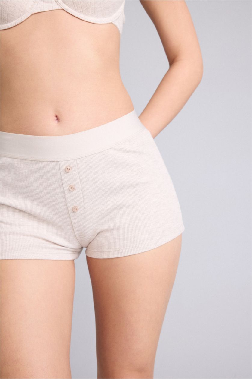 Kadın Açık Kahve Melanj Ribana Boxer