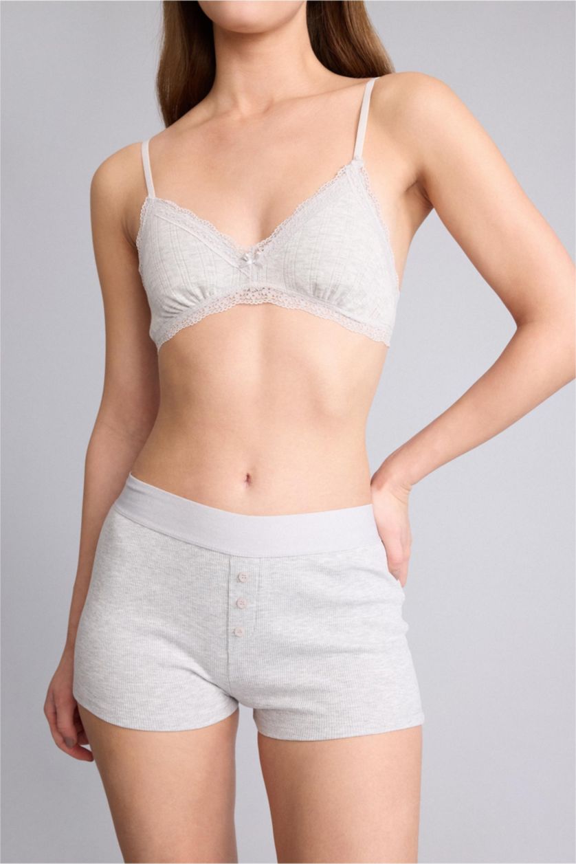 Kadın Gri Melanj Ribana Boxer