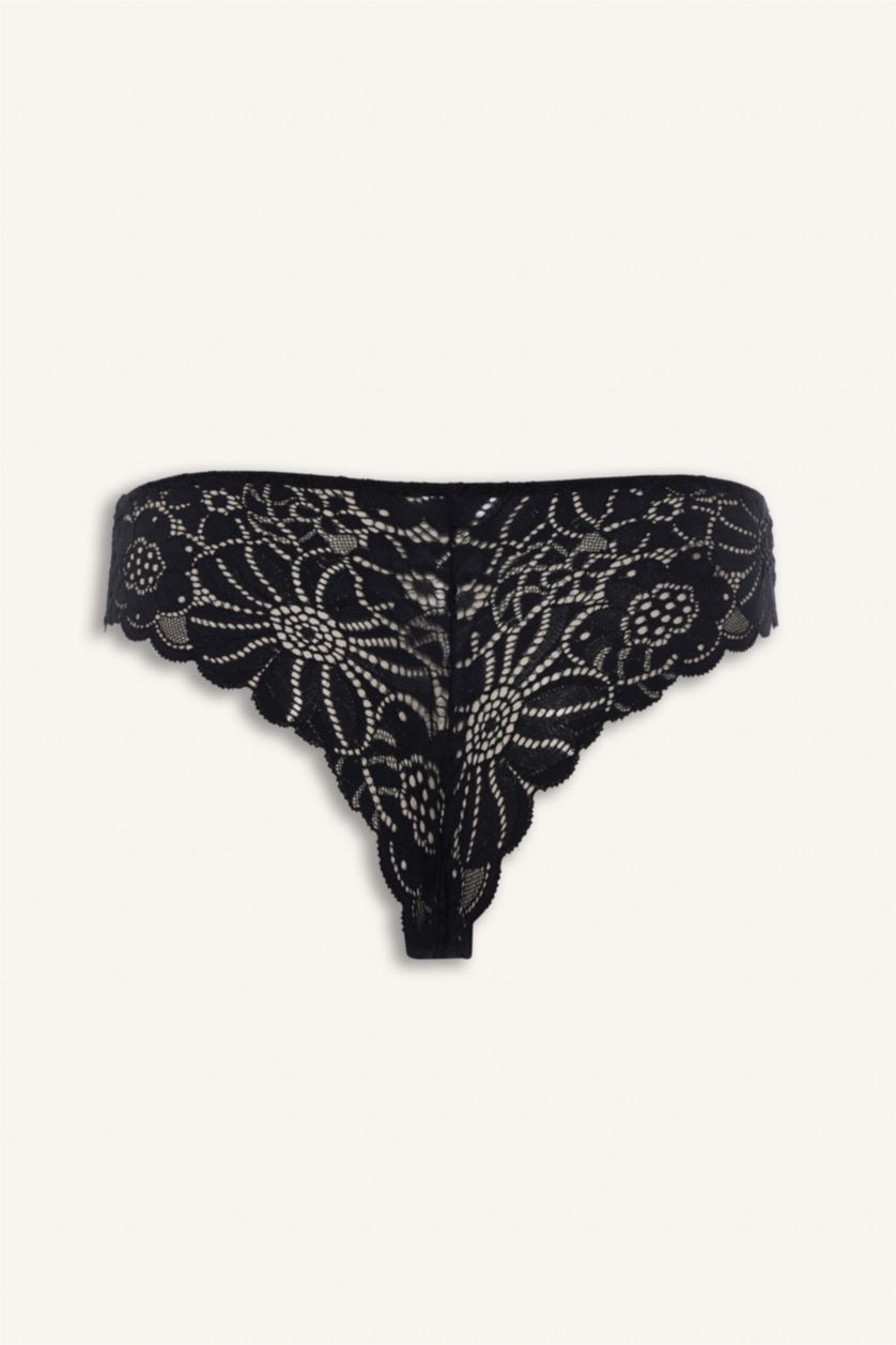 WOMAN Black Lace Brazilian Panty