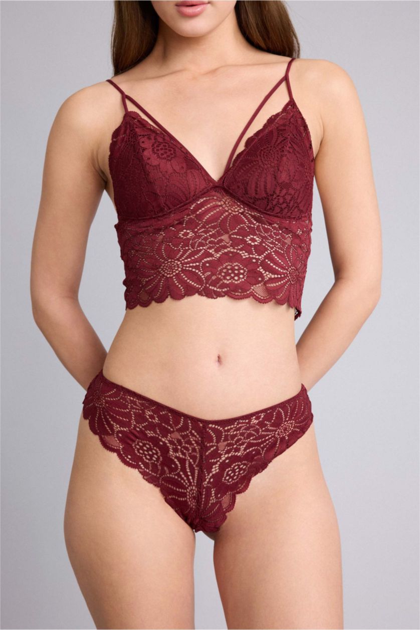 WOMAN Bordeaux Lace Brazilian Panty