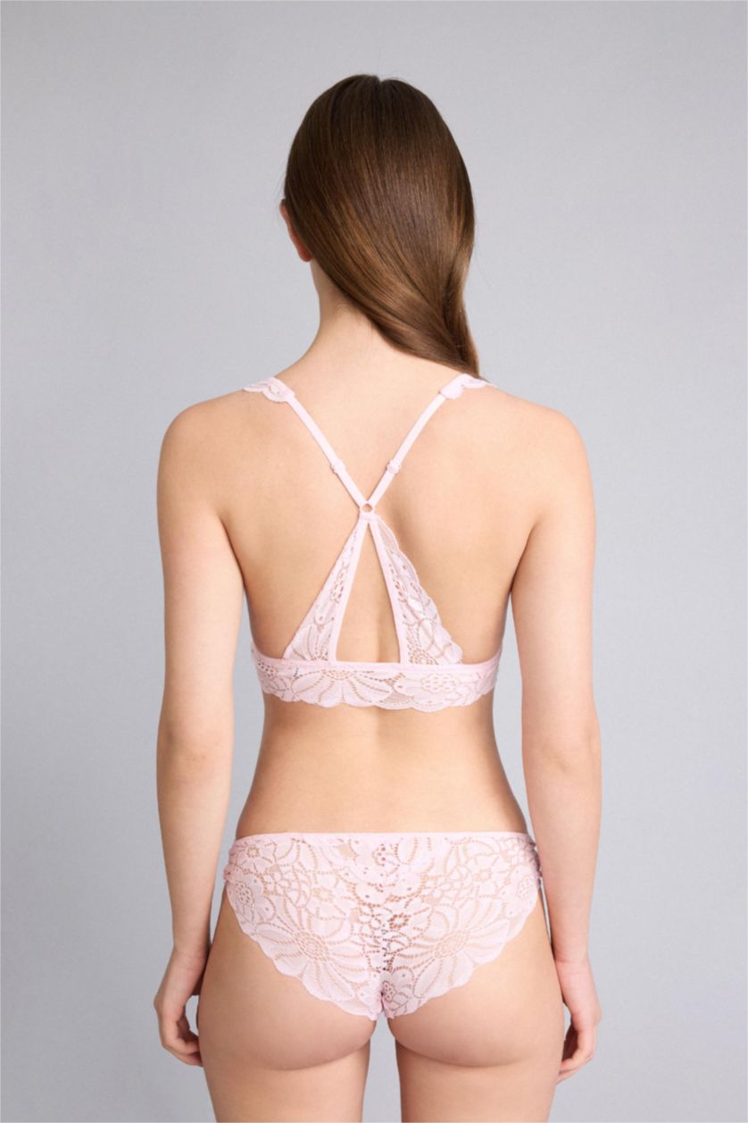 Kadın Açık Pembe Dantelli Hipster Külot