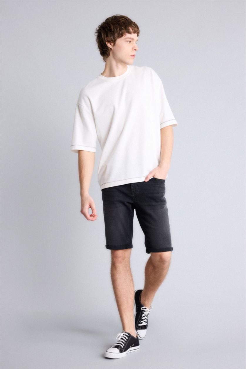 Ерлер қара Regular Fit джинс бермуд