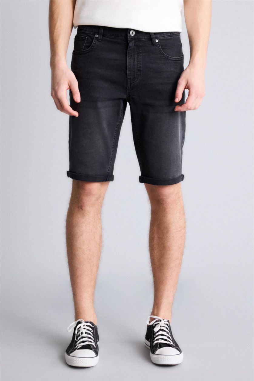 Ерлер қара Regular Fit джинс бермуд