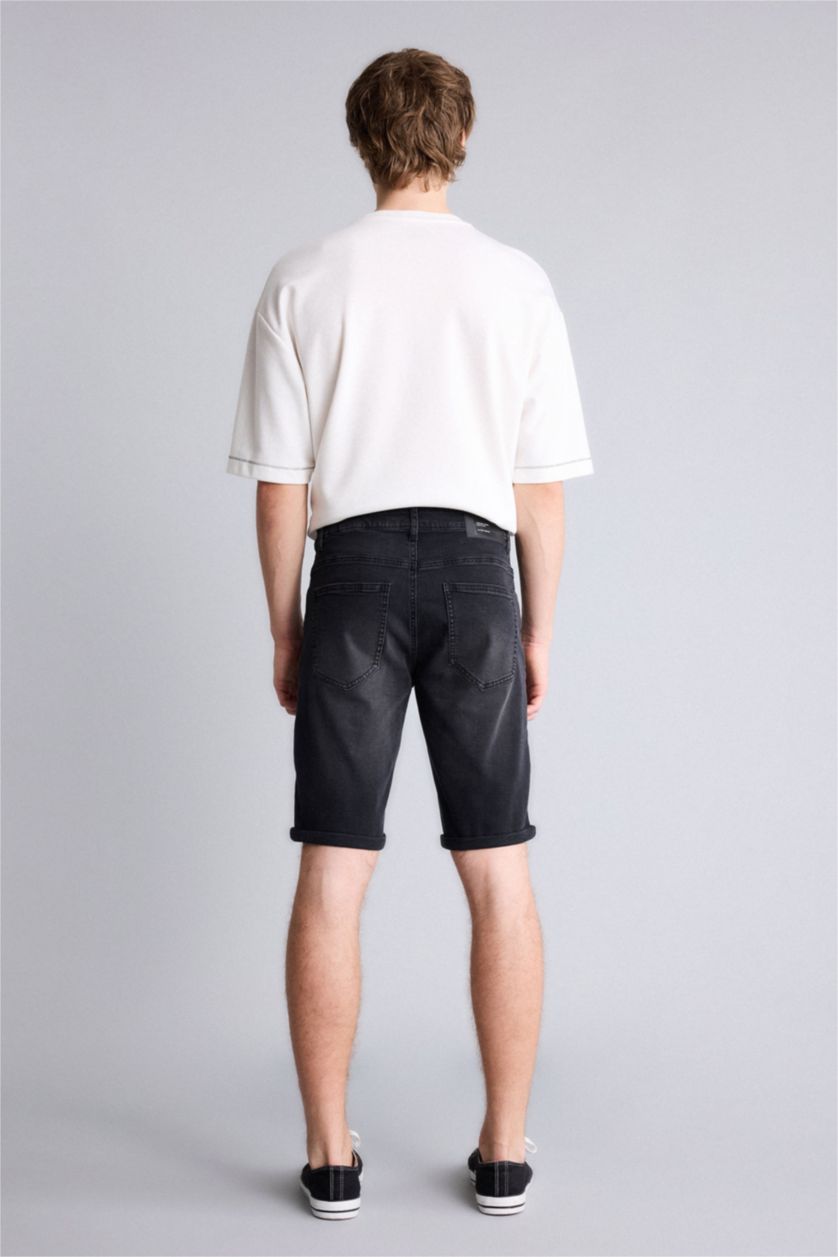 Ерлер қара Regular Fit джинс бермуд