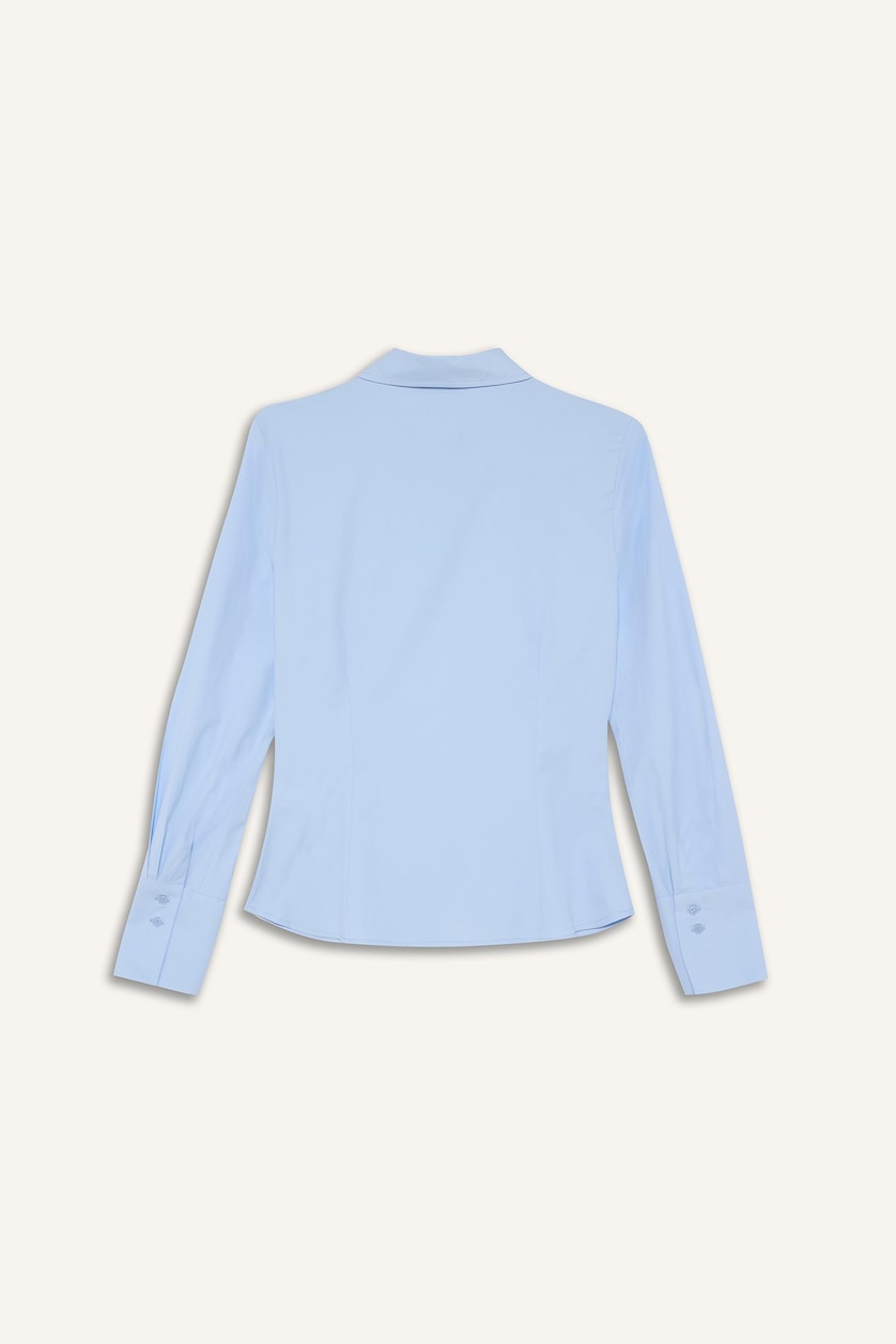 Kadın Açık Mavi Fitted Poplin Gömlek