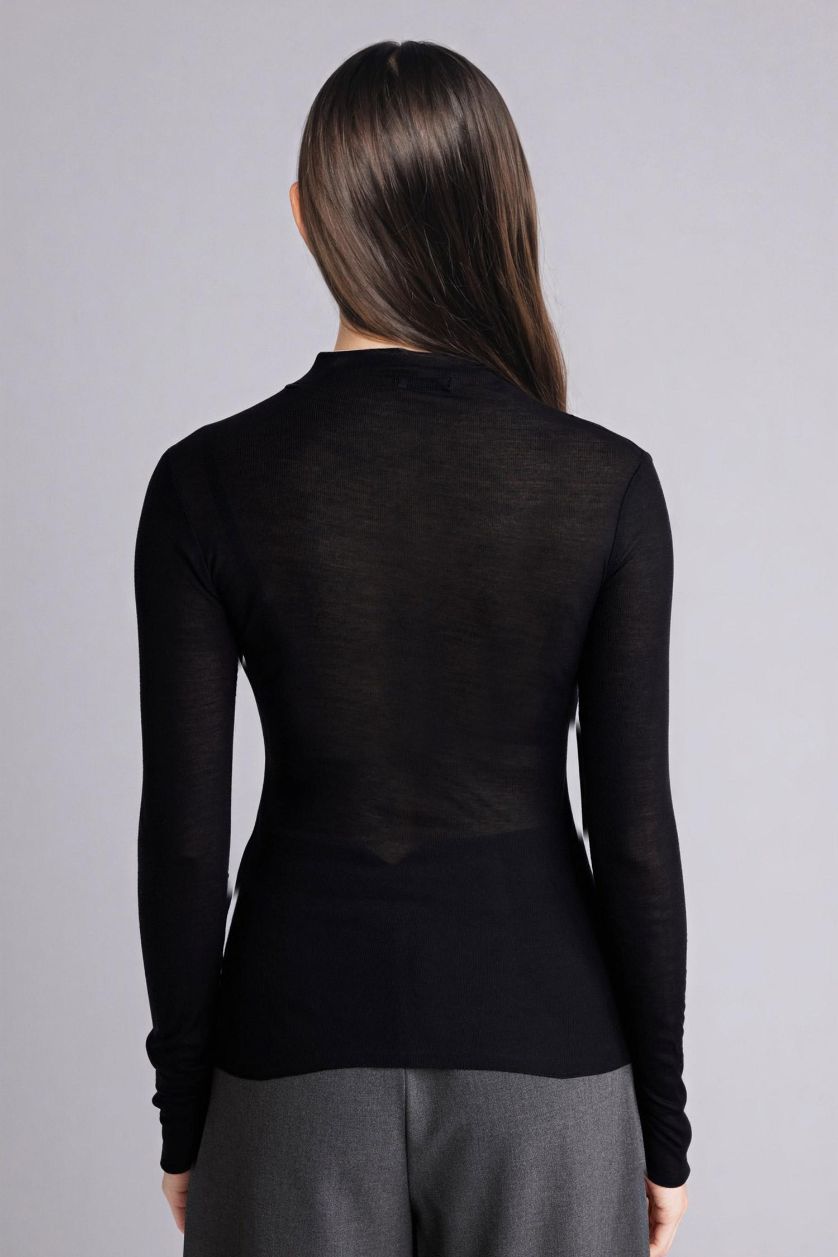 Kadın Siyah Slım Fıt Ribana Tişört