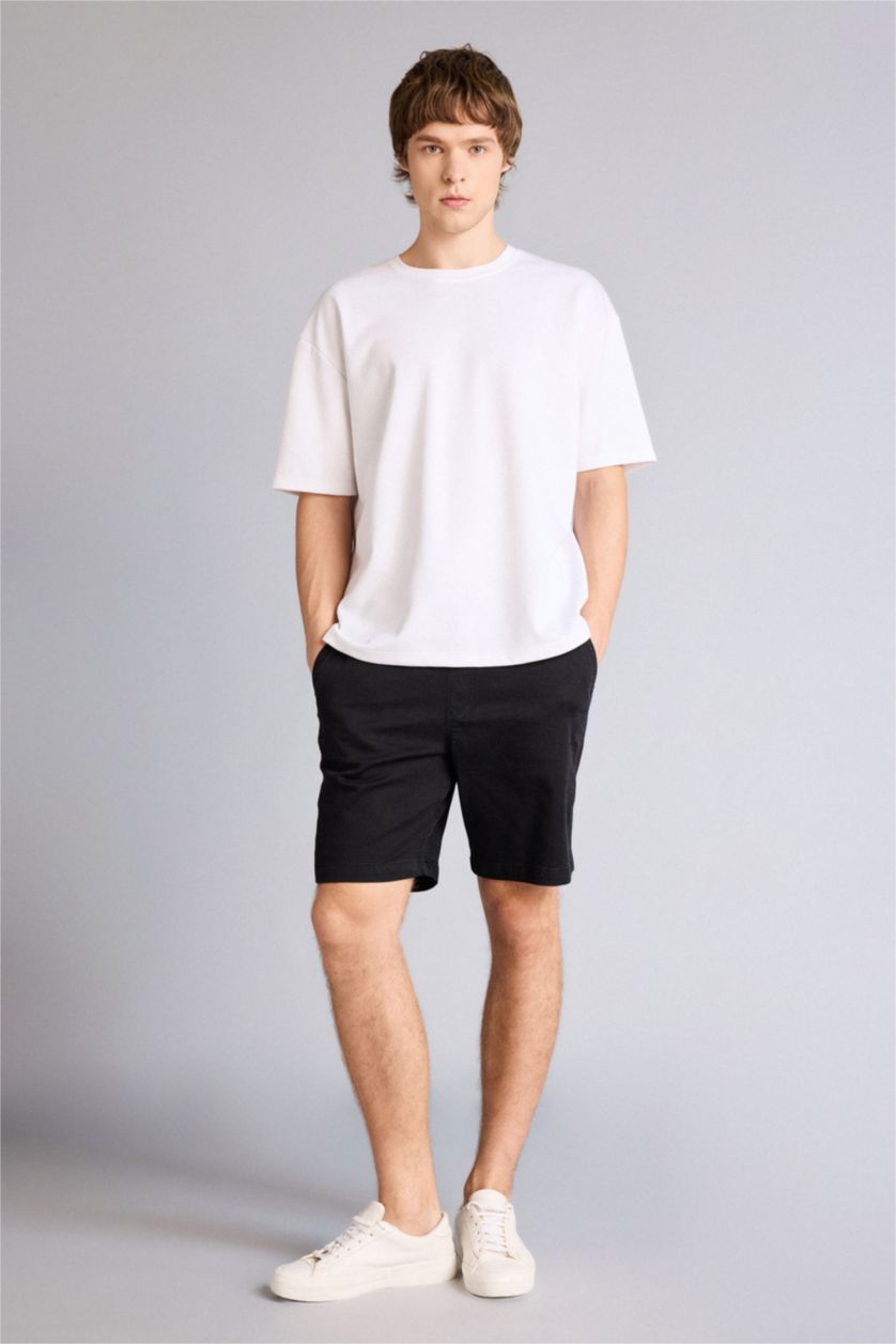 Мужчины Черный Джинсовые бермуды мягкой текстуры