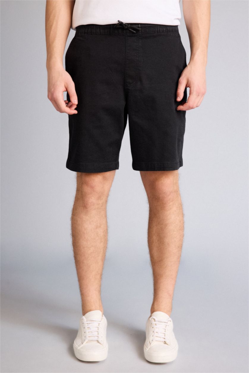 Мужчины Черный Джинсовые бермуды мягкой текстуры
