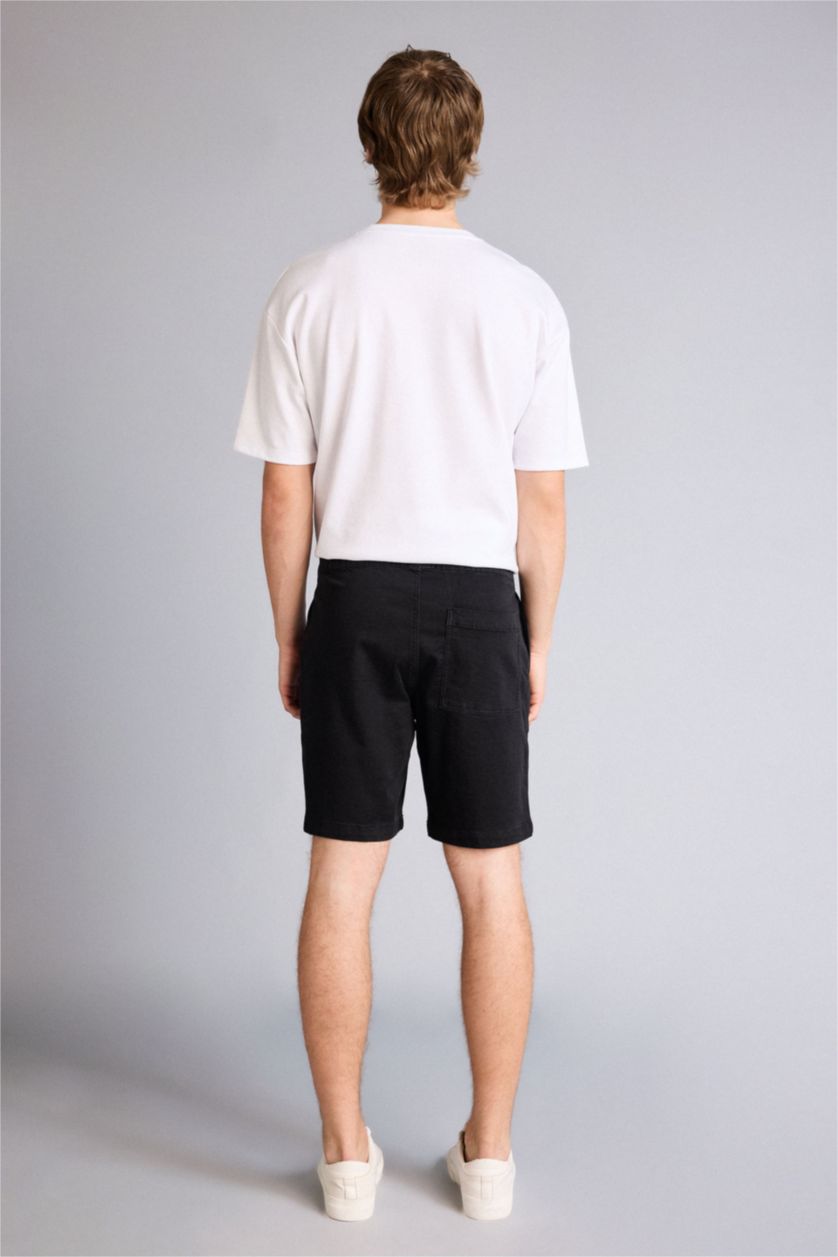 Мужчины Черный Джинсовые бермуды мягкой текстуры