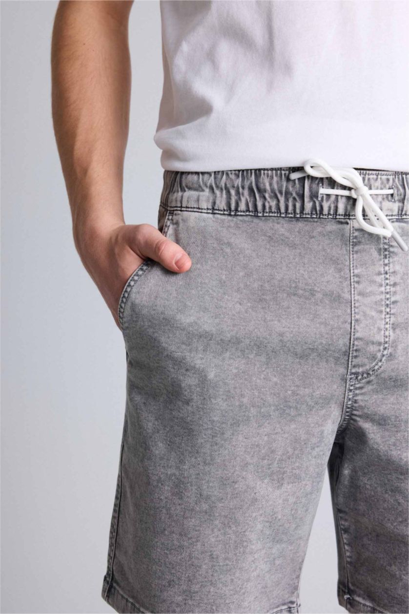 Ерлер Ашық сұр Жұмсақ фактуралы джинс бермуд