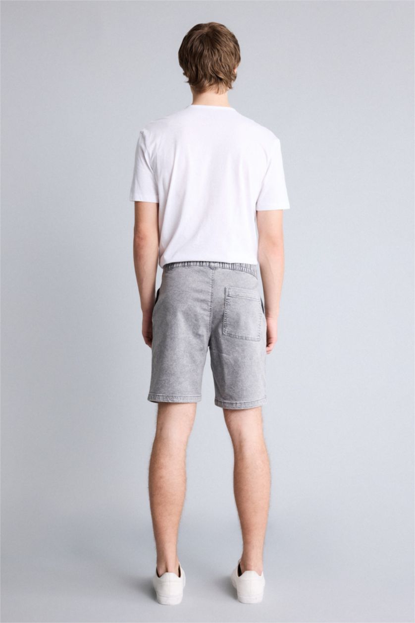 Ерлер Ашық сұр Жұмсақ фактуралы джинс бермуд