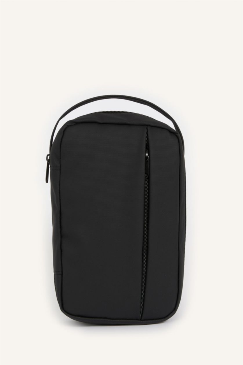 MAN Black Faux Leather Crossbody Bag